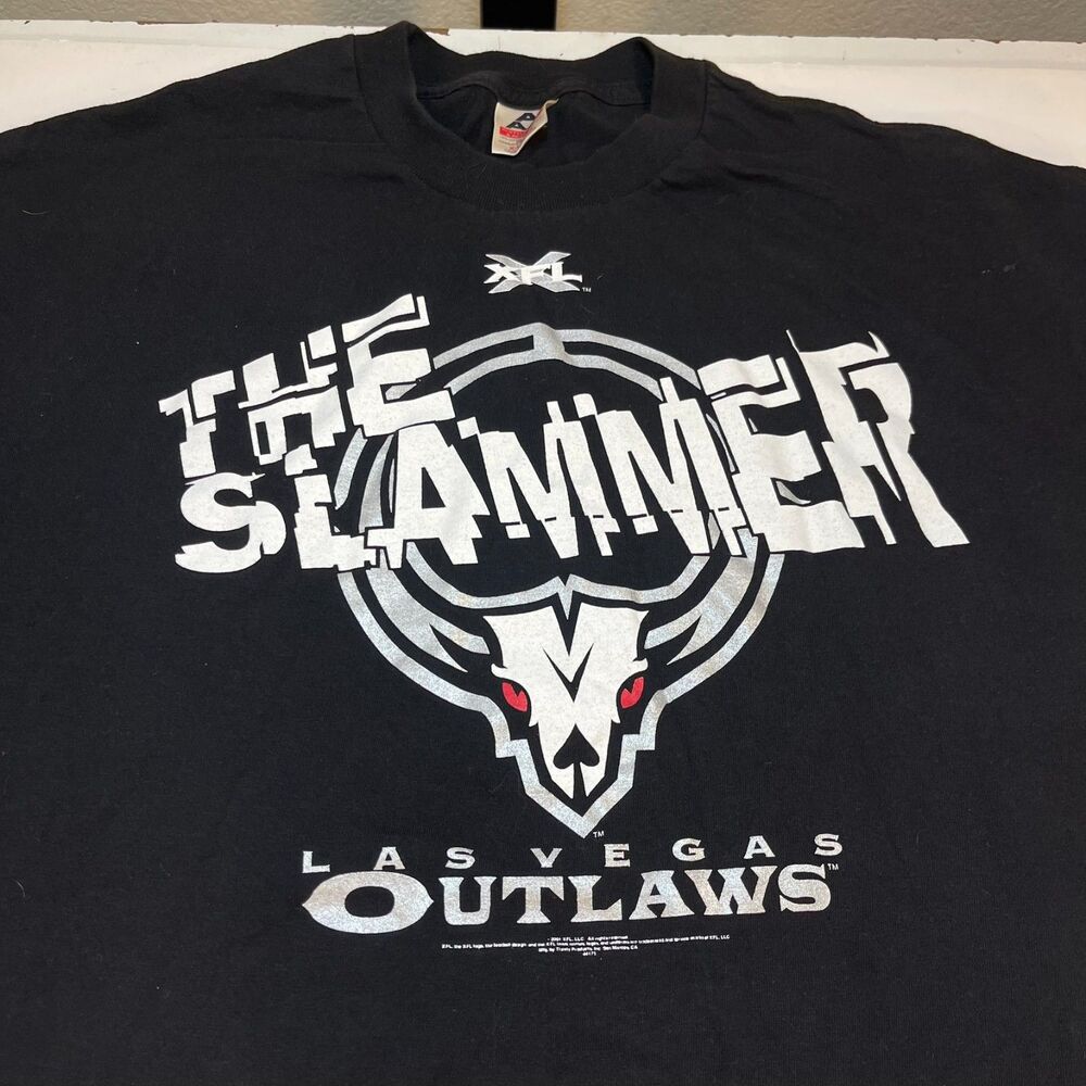 VINTAGE Y2K Las Vegas Outlaws The Slammer  XFL Football T SHIRT Sz Mens XL 2001